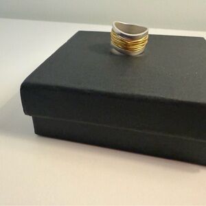 Two-Tone Silver and Gold Wire Wrapped Ring, Size 7